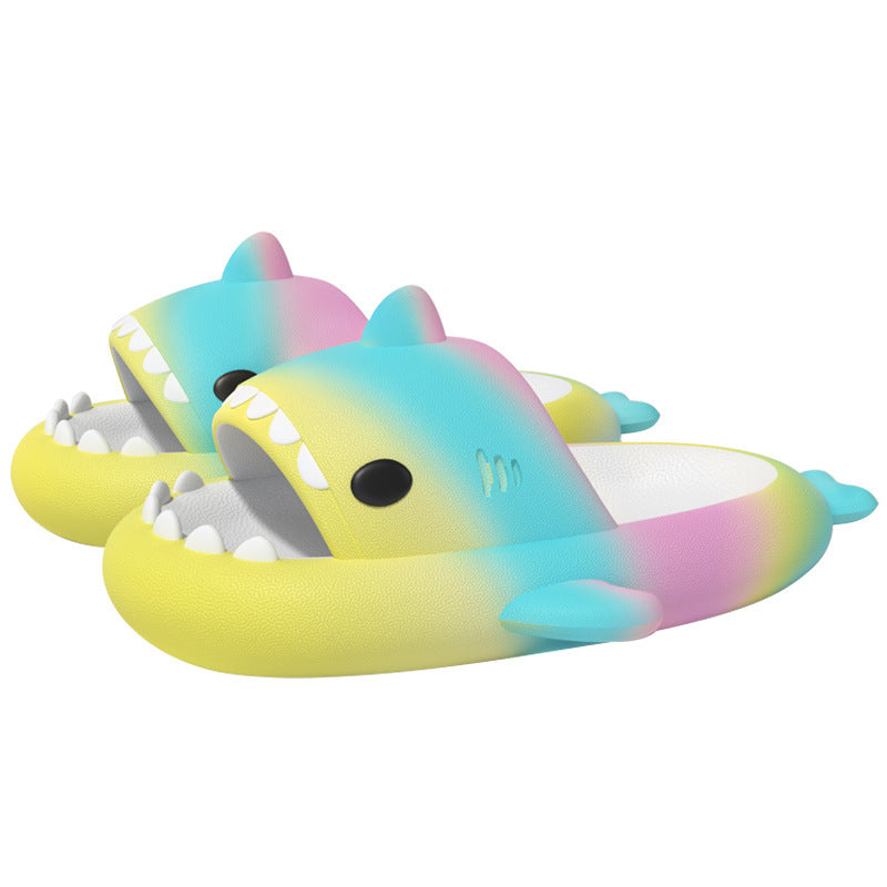 Gradient Rainbow Shark Slippers for Women - Summer Indoor Comfort Footwear