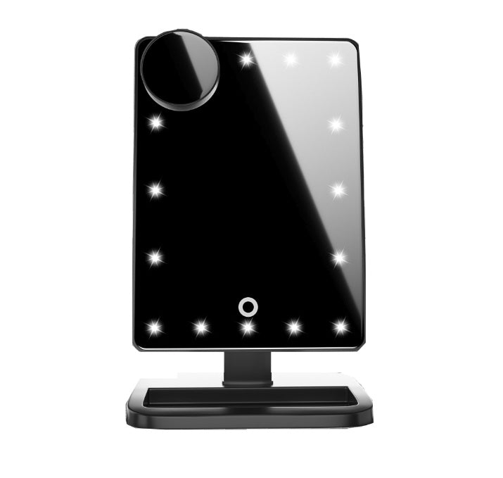 Touch Screen Makeup Mirror with 20 LED Lights – Bluetooth Music Speaker and 10X Magnifying Mirror