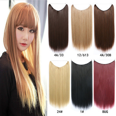 22-Inch Invisible Wire Hair Extensions – No Clips, Secret Fish Line, Silky Straight Synthetic Hairpiece