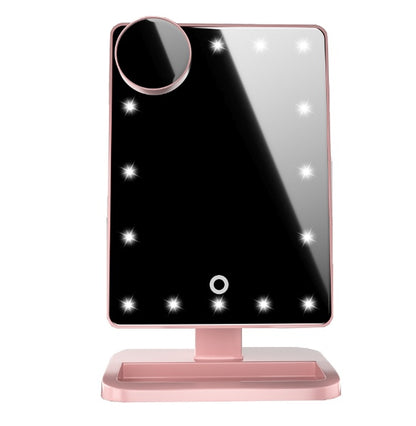 Touch Screen Makeup Mirror with 20 LED Lights – Bluetooth Music Speaker and 10X Magnifying Mirror