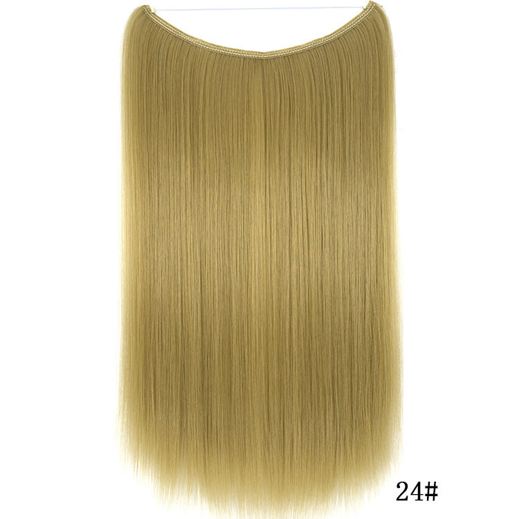 22-Inch Invisible Wire Hair Extensions – No Clips, Secret Fish Line, Silky Straight Synthetic Hairpiece