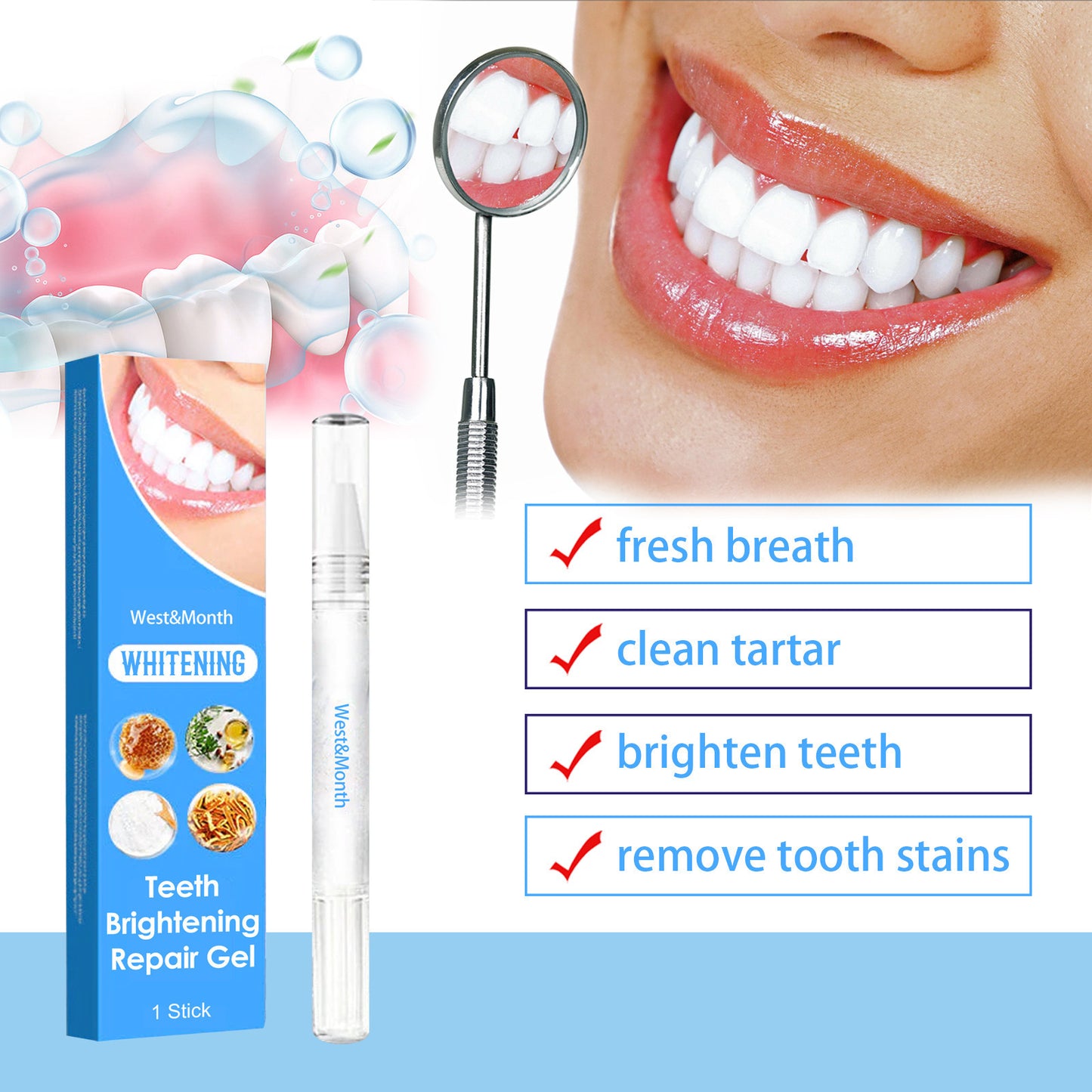 West&Month Tooth Brightening & Repair Pen Oral Care Teeth Cleaning & Brightening Pen