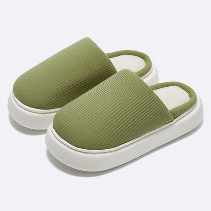 New Simple Pure Color Comfort Knitted Fabric Couple Latex Home Cotton Slippers