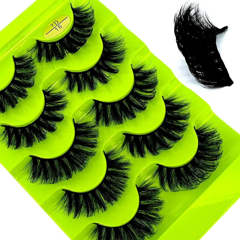 Cat Eye Eyelashes 3D Natural False Lashes D Curl Fluffy Soft Cross 5 Pairs Manga Lashes Wispy Natural Eyelash Extension Makeup