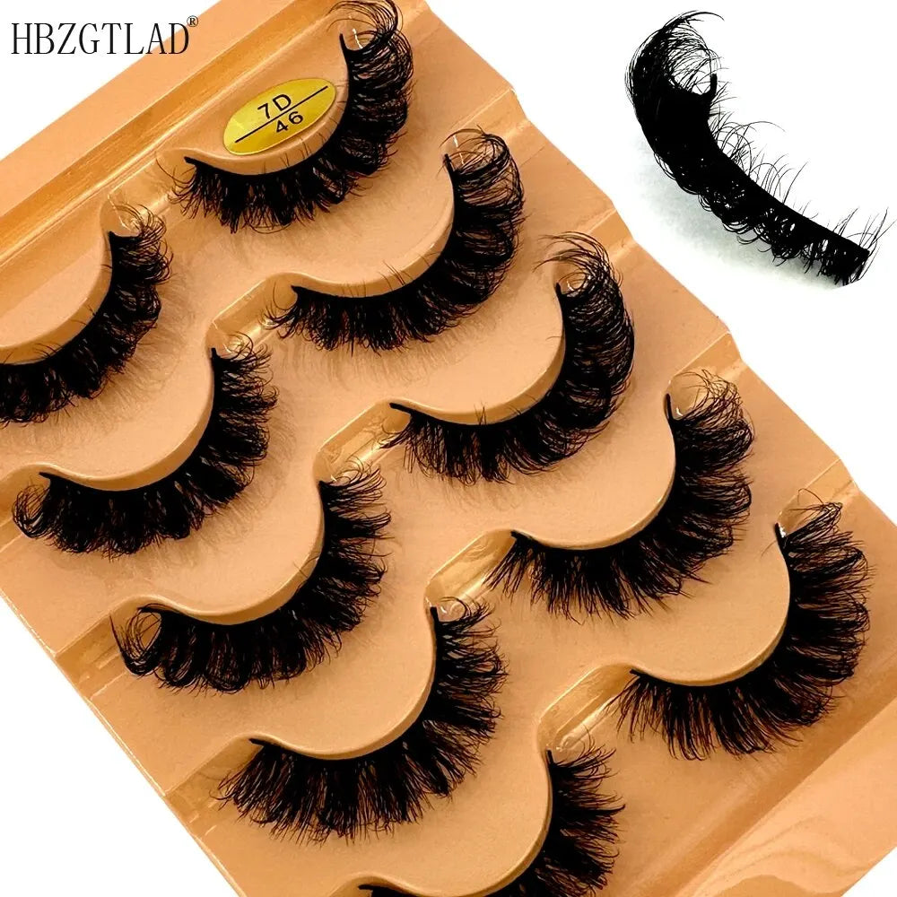 Cat Eye Eyelashes 3D Natural False Lashes D Curl Fluffy Soft Cross 5 Pairs Manga Lashes Wispy Natural Eyelash Extension Makeup