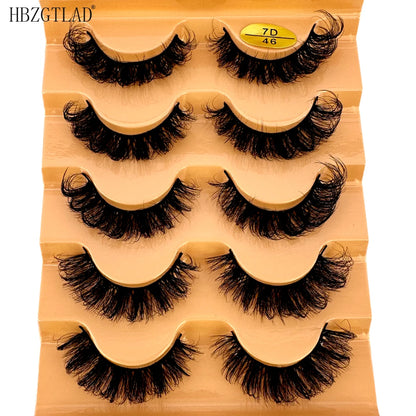 Cat Eye Eyelashes 3D Natural False Lashes D Curl Fluffy Soft Cross 5 Pairs Manga Lashes Wispy Natural Eyelash Extension Makeup