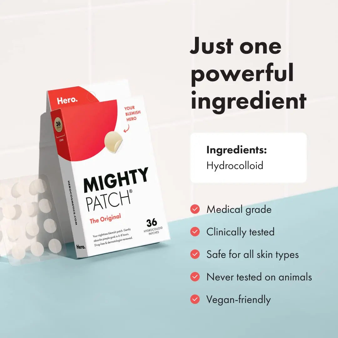 Mighty Patch™ Original Patch from Hero Cosmetics - Hydrocolloid Acne Pimple Patch for Covering Zits and Blemishes in Face